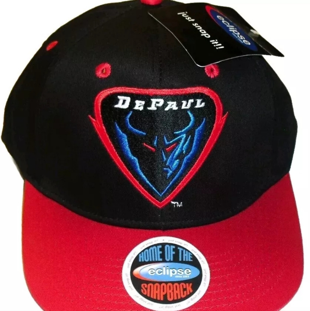 DePaul Blue Demons University Eclipse Snapback hat New Ncaa Black Red